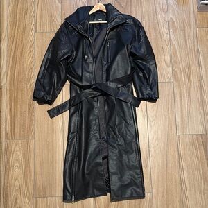 Khy Black Vegan Leather Trench Coat